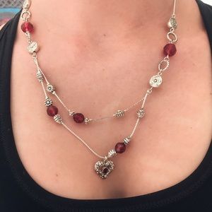 Ruby red sterling silver necklace